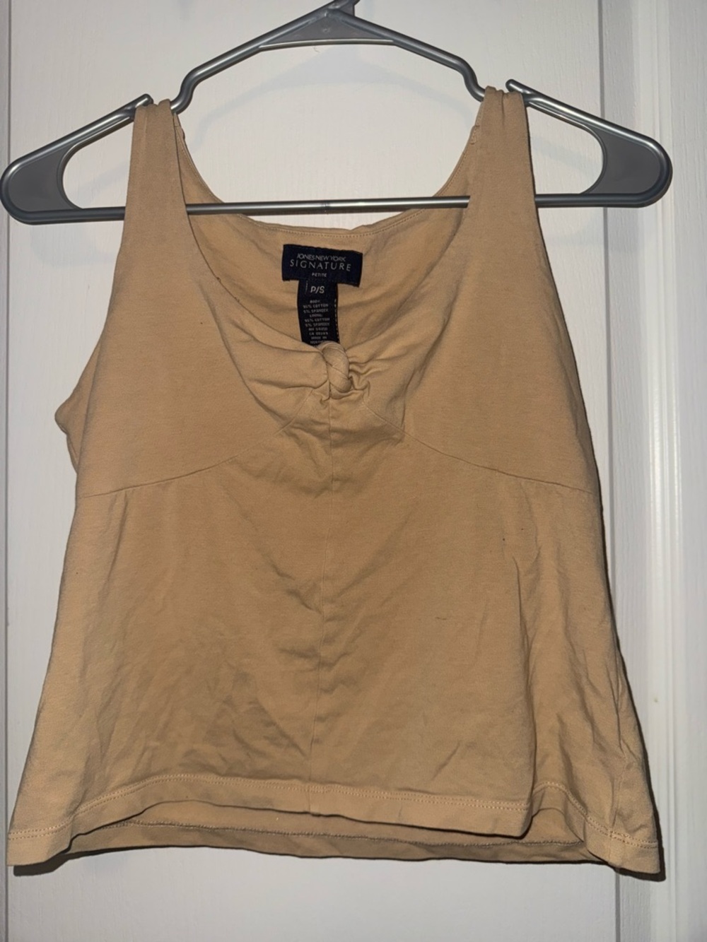 Jones New York Signature Beige Knot-Front Tank